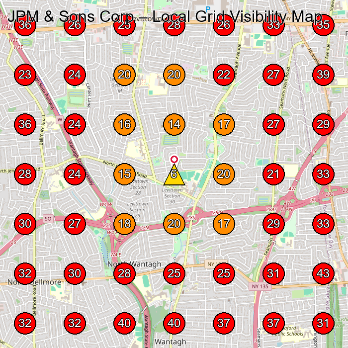 JPM & Sons Corp GeoGrid visibility map for Masonry Contractor in Wantagh